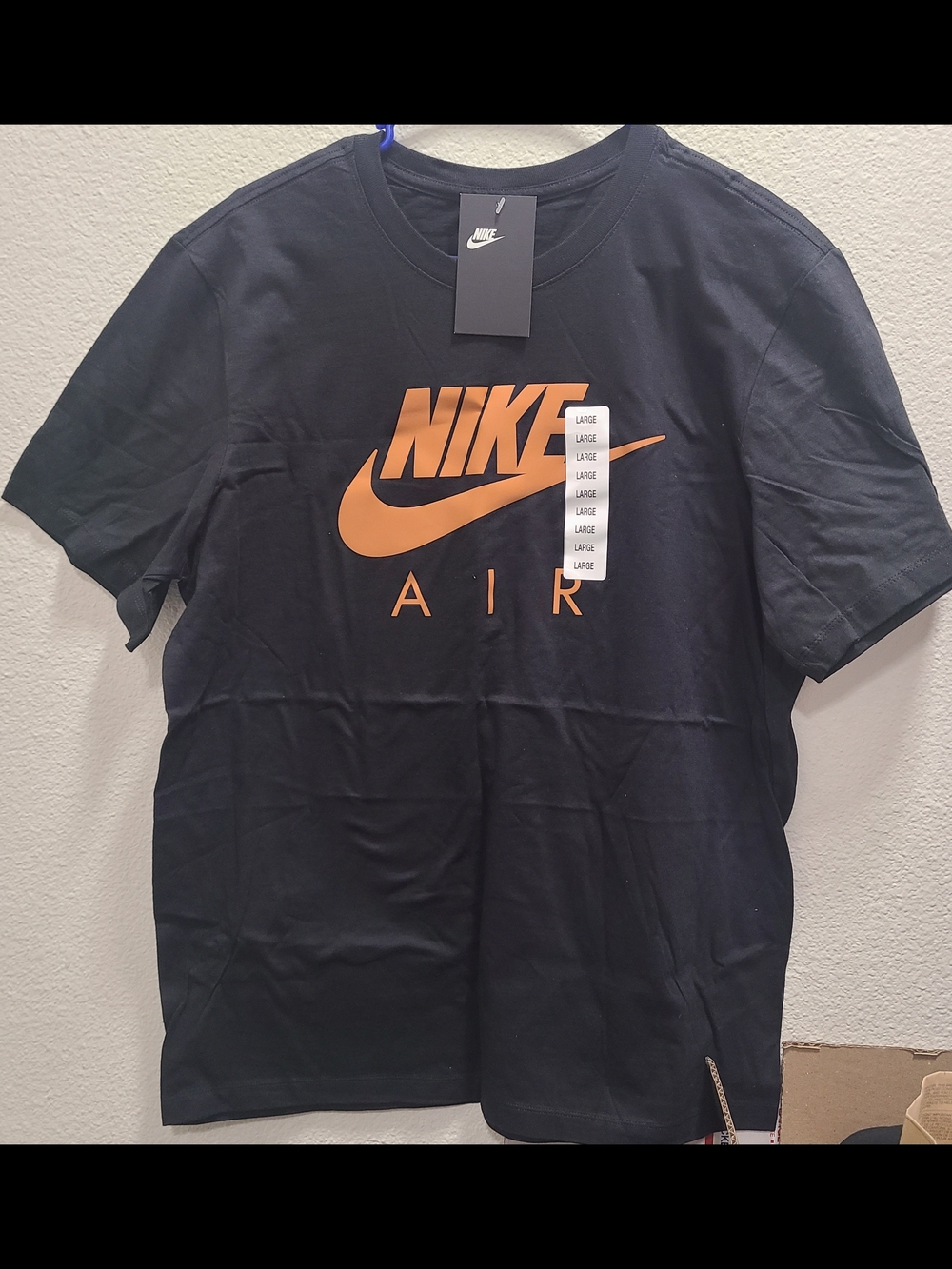 Nike Air Logo Tee in Black with Orange Swoosh
